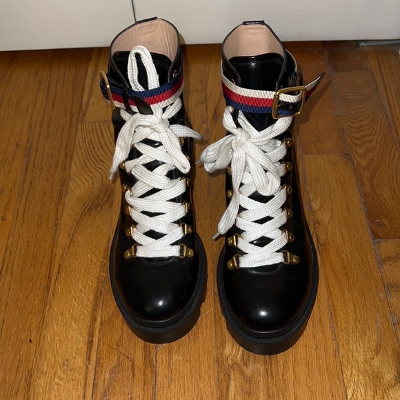 GUCCI leather ankle boot with sylvie web - Picture 3 of 8